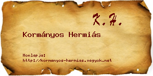 Kormányos Hermiás névjegykártya